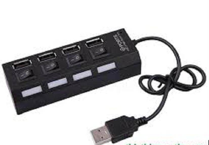 Hub chia cổng USB thành 4 cổng có công tắc 4 Port (Đen)