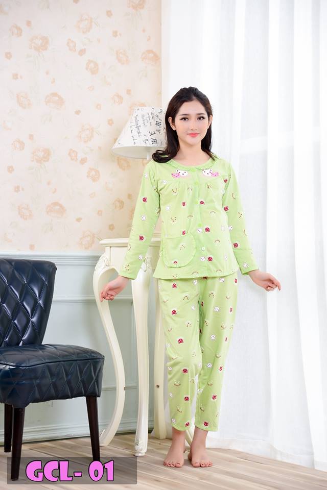 Bộ Bầu Và Sau Sinh Cài Cúc GC, Chất Cotton