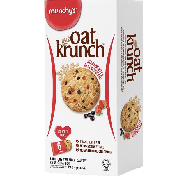 Bánh quy munchy's yến mạch oat krunch dâu tây & lý chua đen