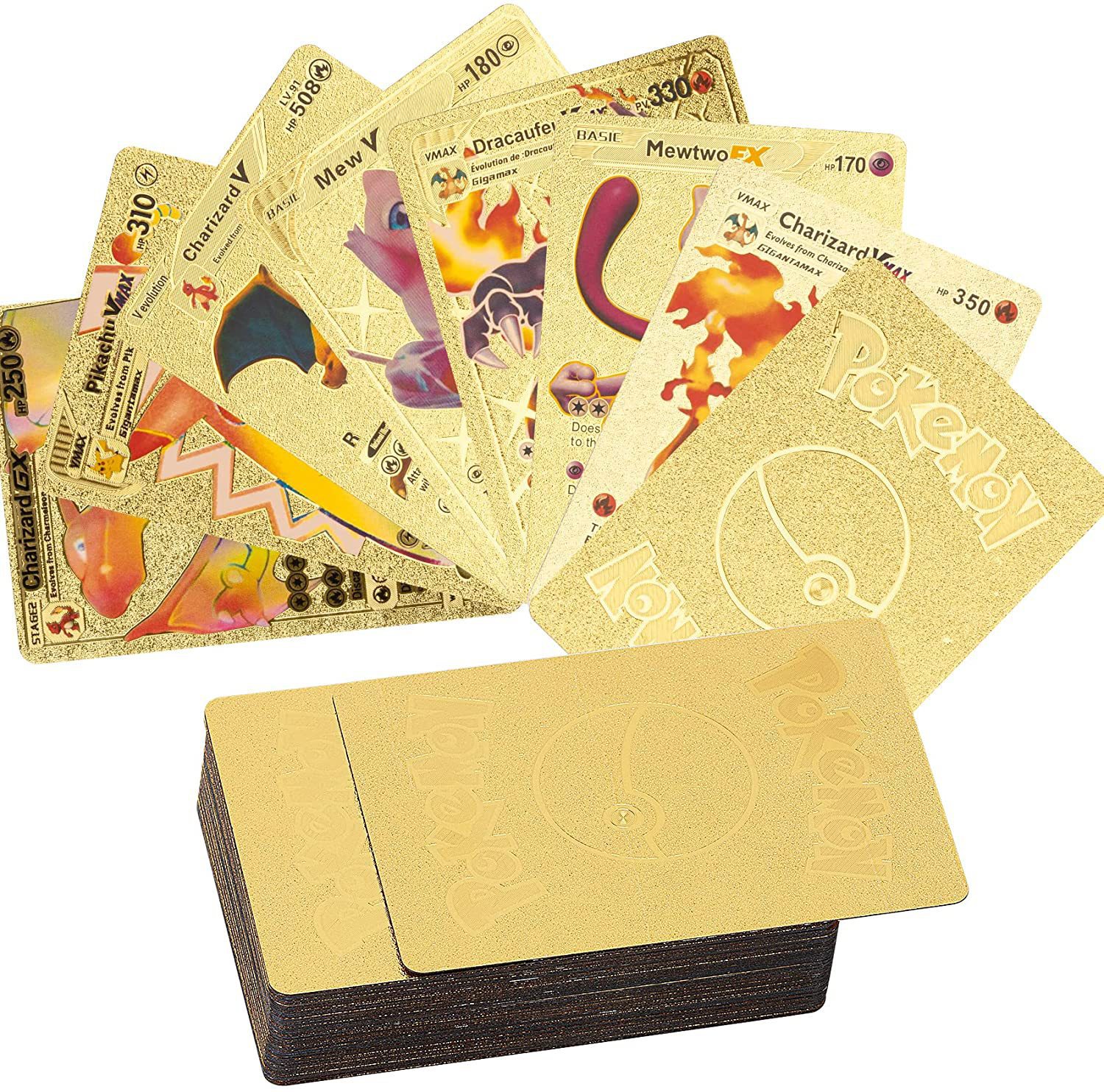 Set 27 - 55  - 110 thẻ bài Pokemon phiên bản tiếng Anh màu Vàng, Bạc, Đen siêu đẹp