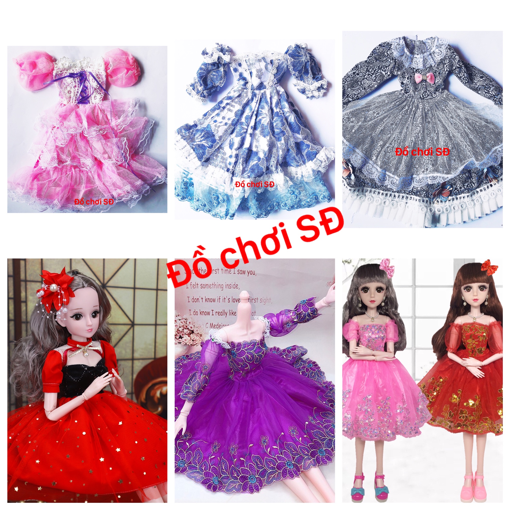 Quần áo búp bê 60 cm - đầm có tay - 1 cái ngẫu nhiên