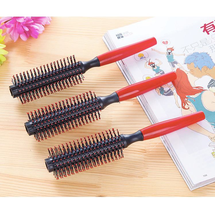 [DEALHOT] - Lược Tròn Chải Tóc Uốn Cán Đen