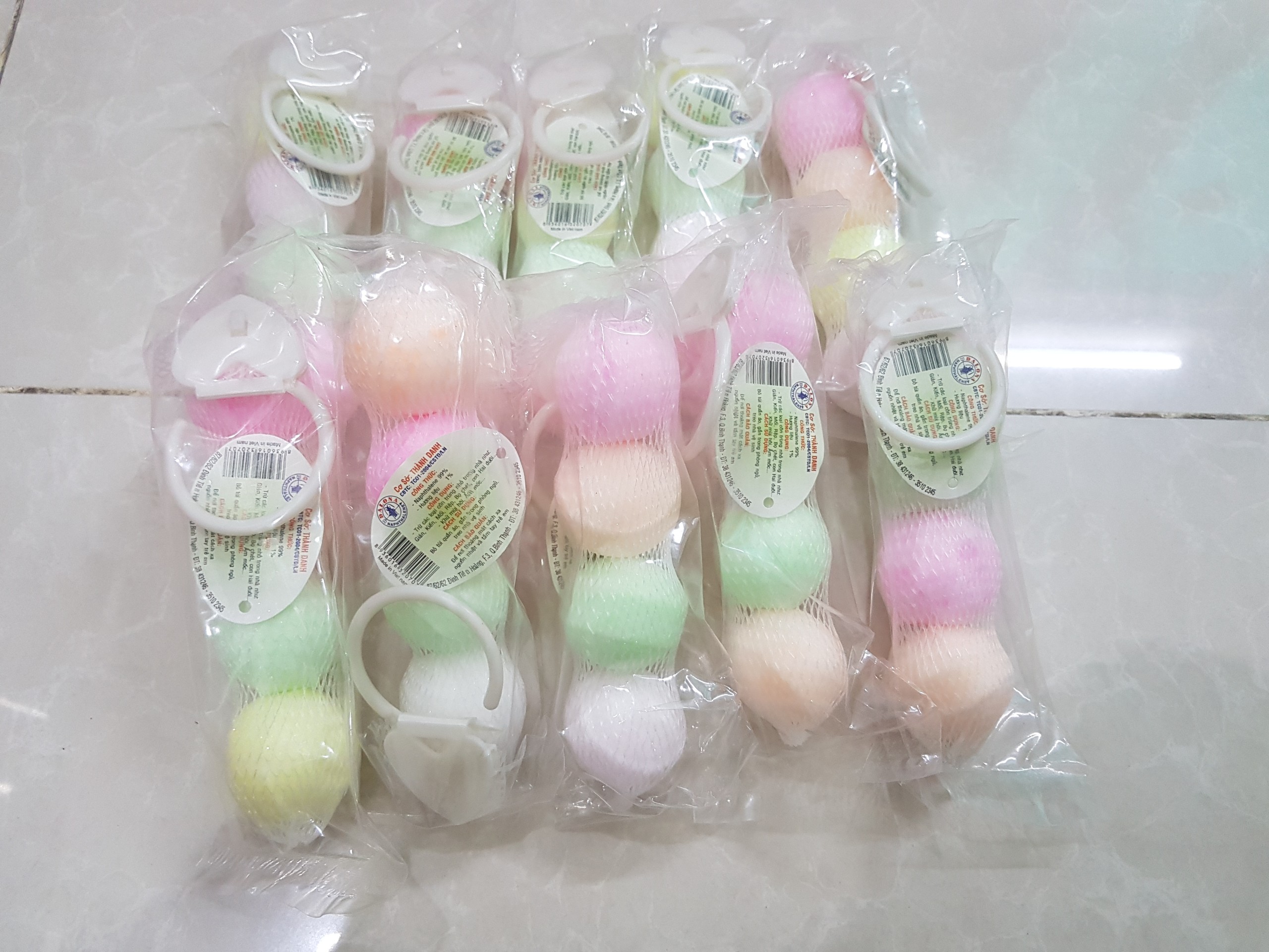 10 chùm long não tròn bọc lưới có móc treo