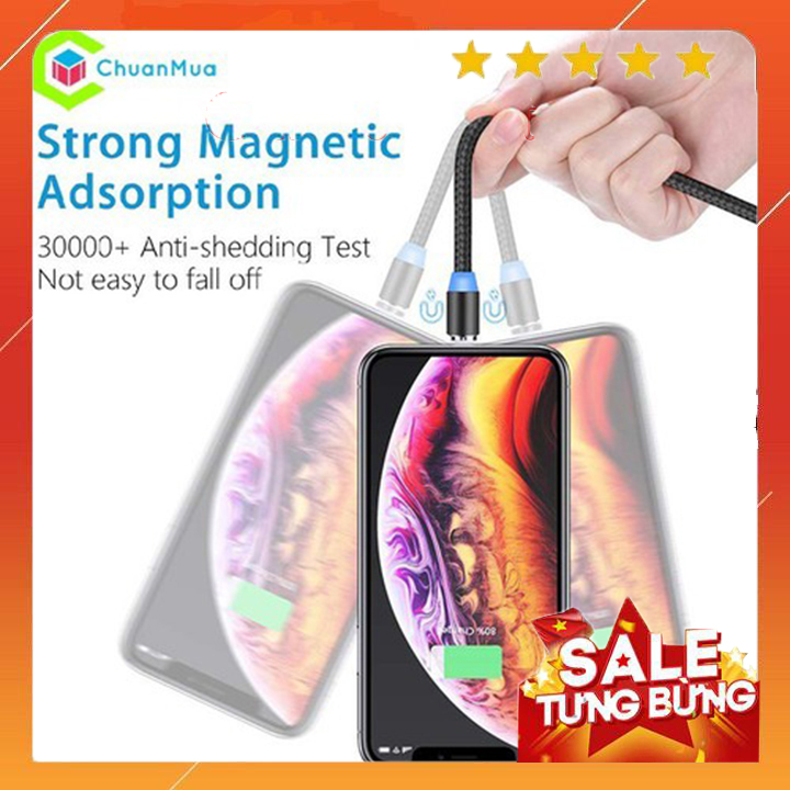 Cáp Sạc Đa Năng 3 Đầu Hit Nam Châm. Lightning, Micro USB Và Type C