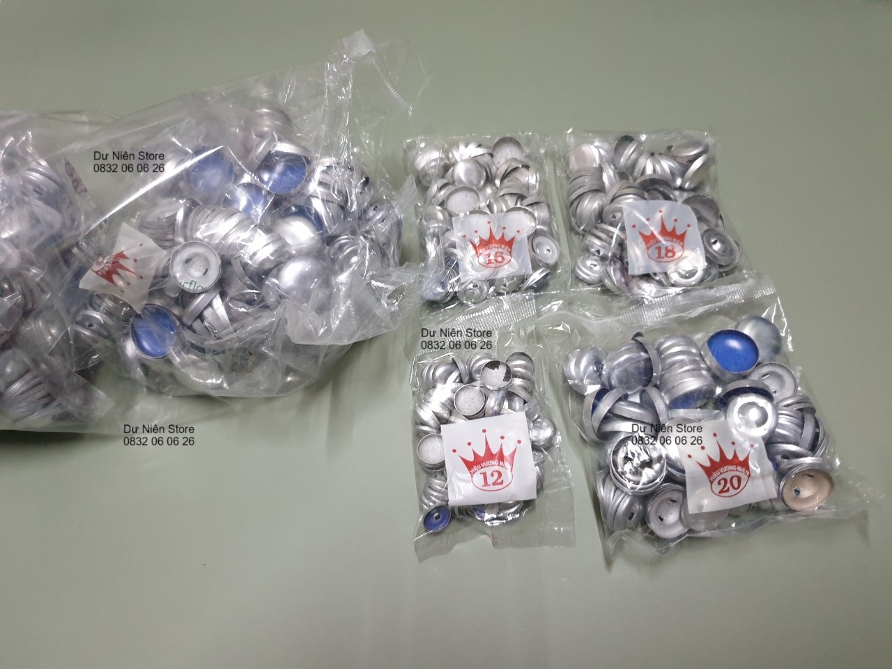 Nút Bọc Vải Đủ Size Chân Nhôm  Gói 50 Nút.