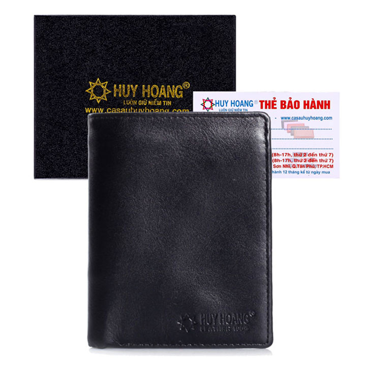 Ví nam da bò kiểu đứng màu đen HK2108