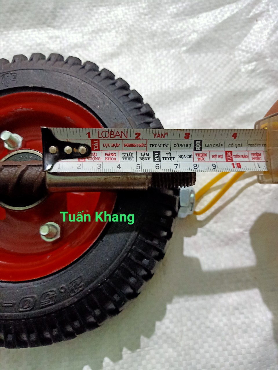 Combo 2 bánh xe 20cm và trục 60cm răn 17ly