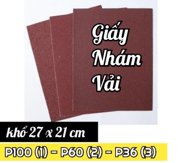 Nhám vải tờ P36 , P60 , P100 (SẤP 10 TỜ)