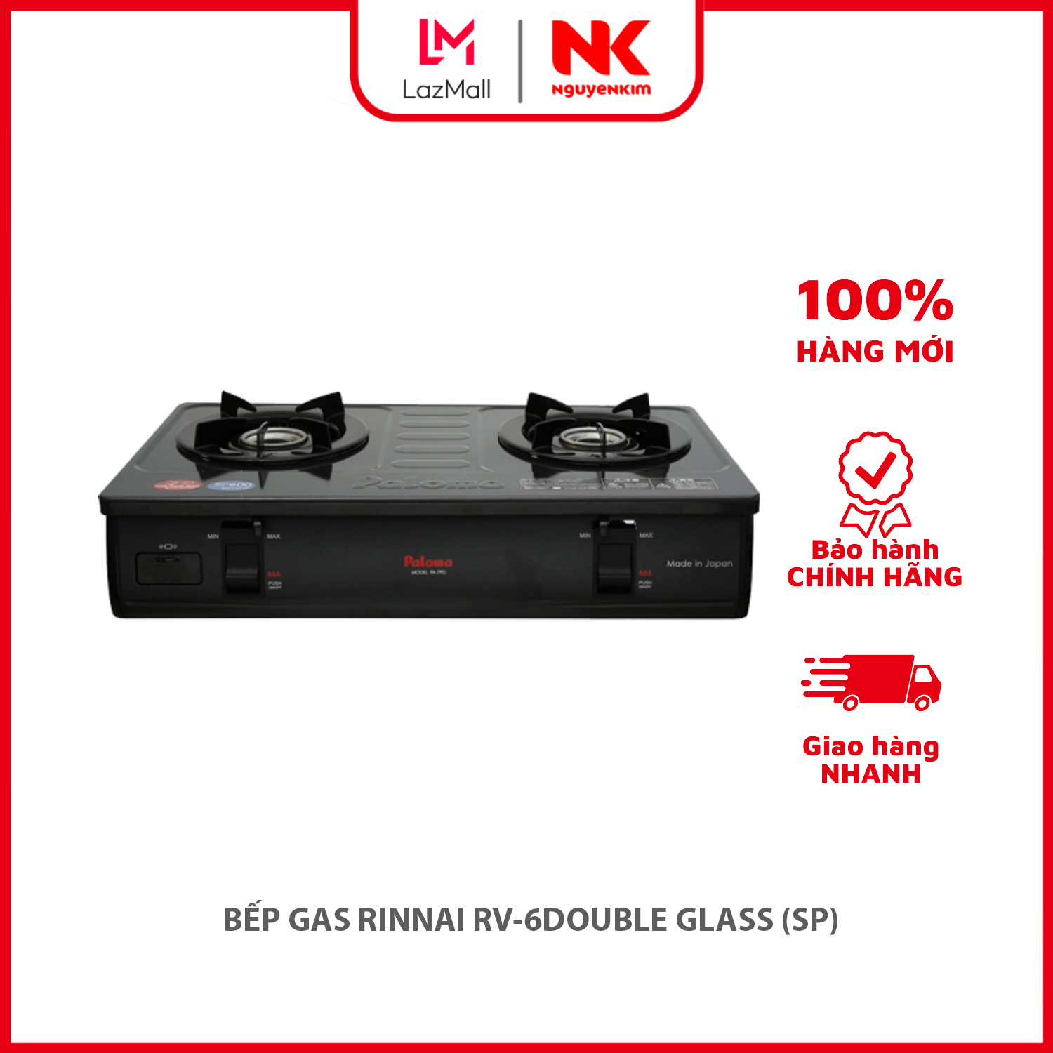 Bếp ga rinnai rv-6double glass