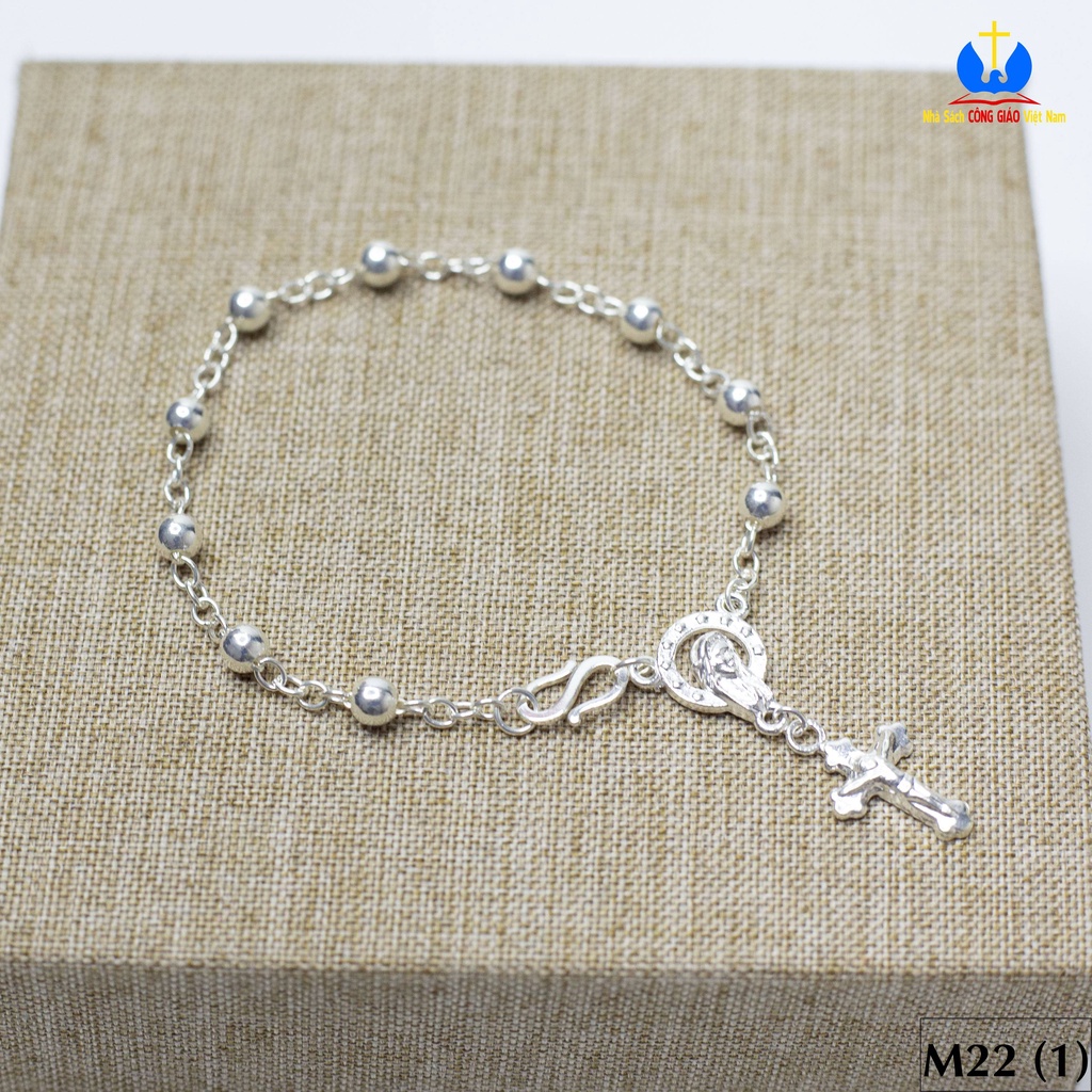 Lắc tay tràng hạt bạc M22 - Vòng mân côi bạc - Chuỗi mân côi bạc ta - Lắc tay Thánh Giá