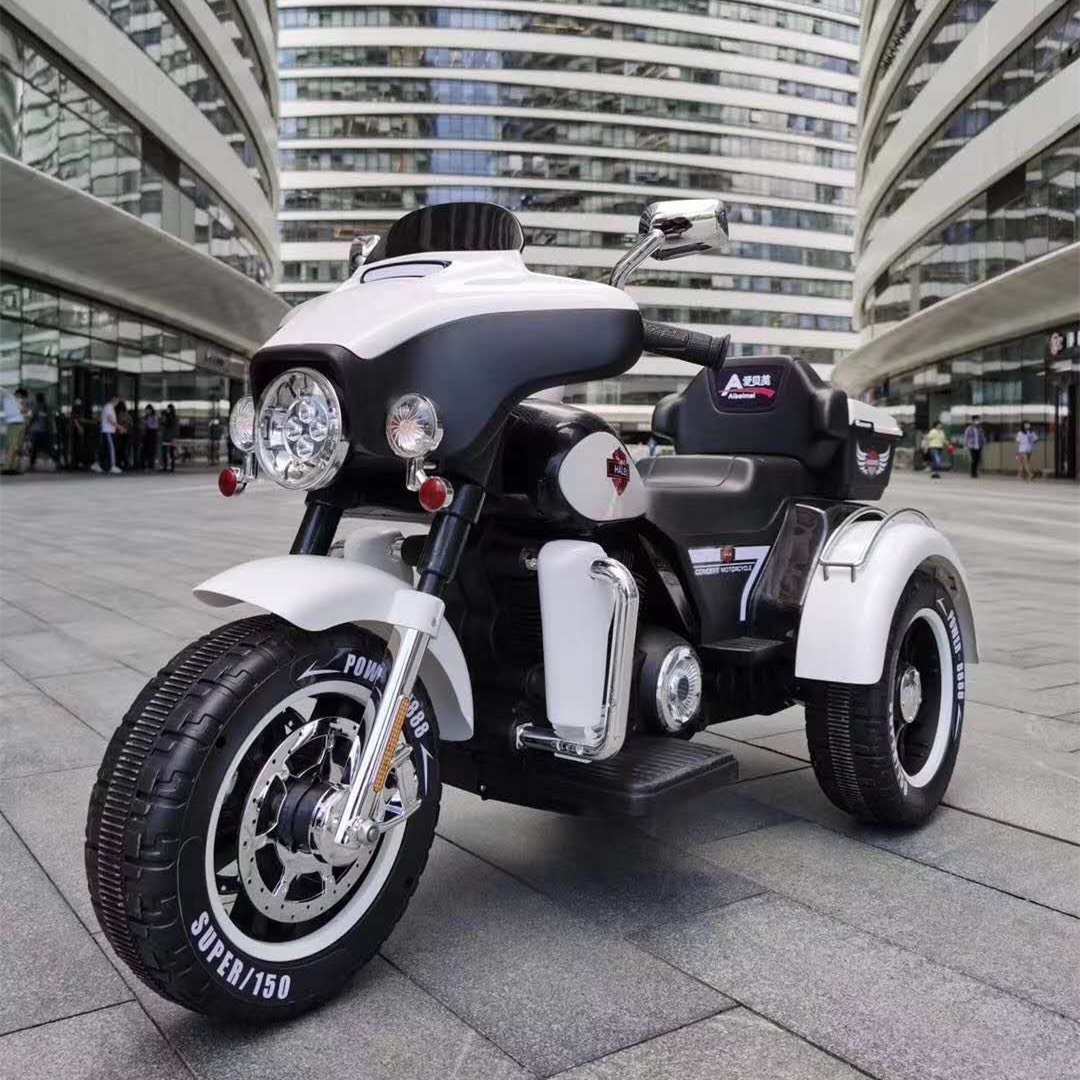 Xe máy mô tô điện 3 bánh ABM 5288 dáng thể thao cảnh sát đồ chơi cho bé (Đỏ-Trắng-Xanh-Đen)