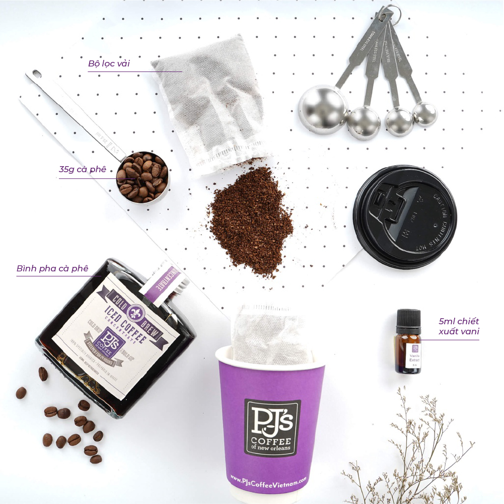 Combo Cold Brew Kit PJ's Coffee for At-home brewing - 100% Pure Arabica Coffee
