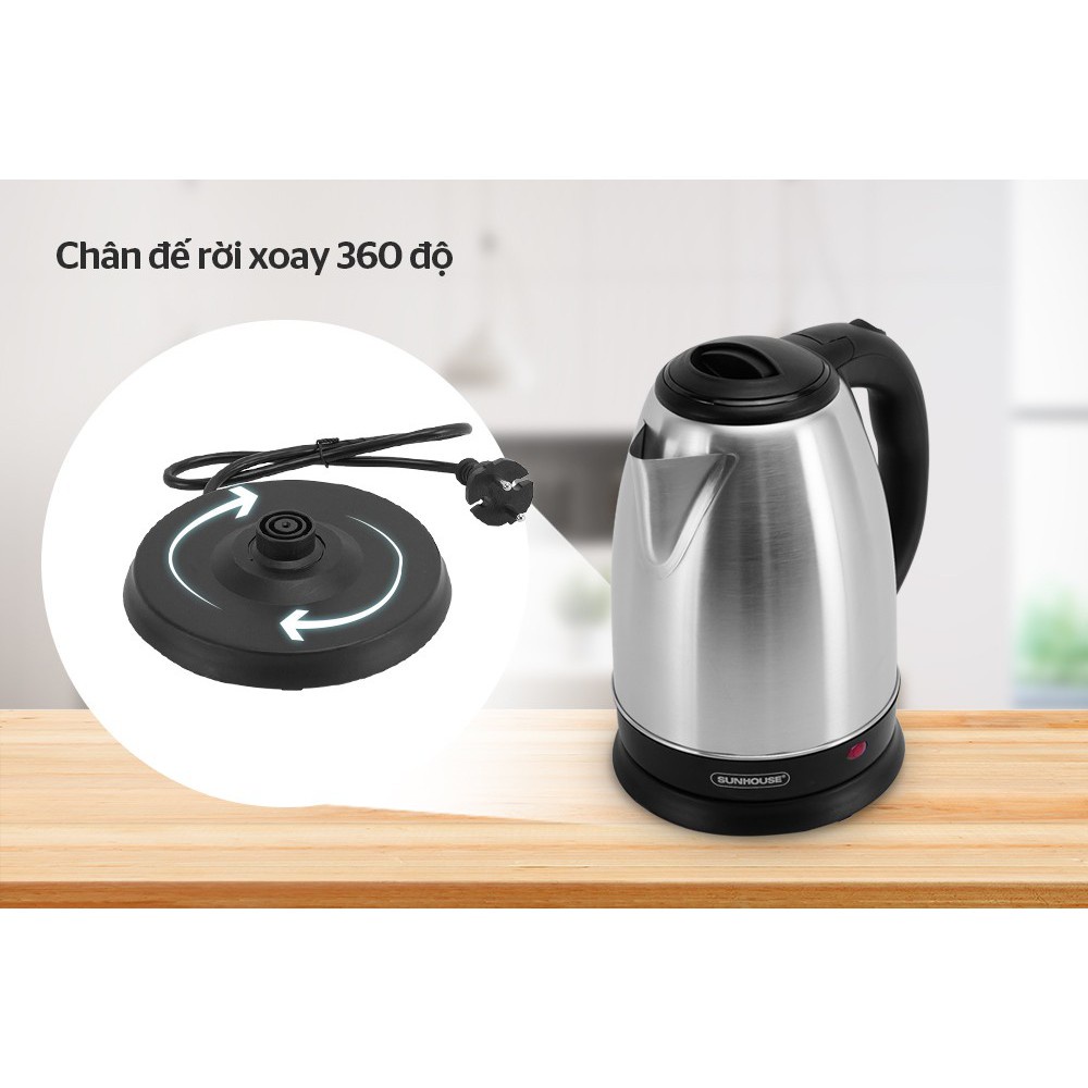 Ấm Siêu Tốc Inox - Bình Đun Nước Siêu Tốc SunHouse