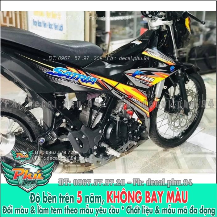 Tem rời Satria đen phối màu độc