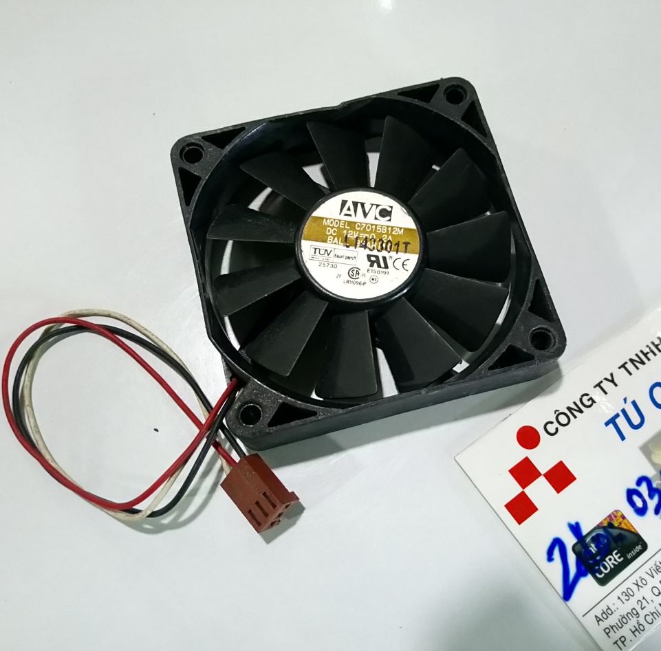 Quạt 7Cm, Dày 1.5Cm / Điện áp DC 12V, Loại 3 dây đầu cắm 3 Pin (Quạt tháo máy LK)