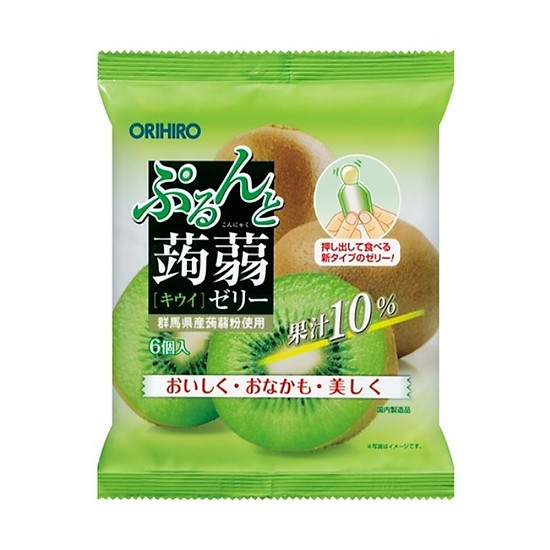 Thạch trái cây Orihiro túi 6 viên 120g hàng Nhật Bản vị kiwi
