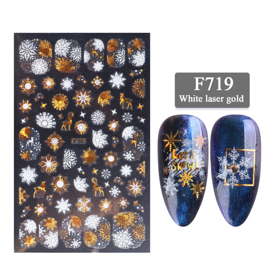 Sticker dán móng tay trang trí Giáng sinh Noel hình hoa tuyết, sticker chủ đề hoa tuyết