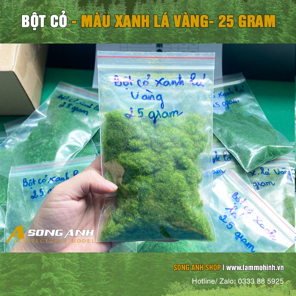 Bột cỏ làm mô hình - màu xanh nhạt vàng ( 1 bịch 50 gram )