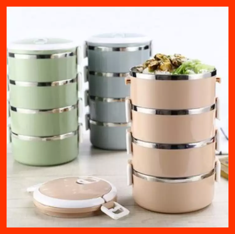 Cặp Lồng Đựng Cơm Lúa Mạch 4 Tầng Ruột Inox