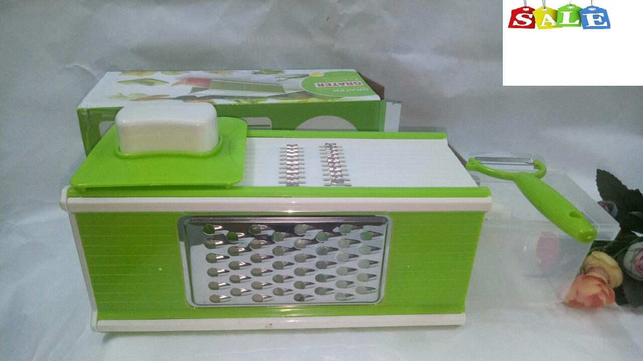 nạo hoa quả, dụng cụ cắt hoa quả đa năng, bộ bào cắt rau củ đa năng, hộp cắt rau củ đa năng - Dụng Cụ Bào Thái Sợi Rau - Củ - Quả Thông Minh 5 Trong 1 Grater, Bộ Nạo Thái 4 Mặt Khuôn Có Khay đựng thành phẩm Tiện Lợi