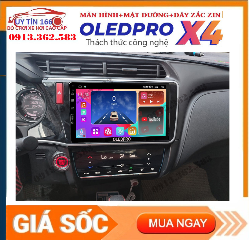 Combo màn hình OLEDPRO X4 kèm mặt dưỡng,dây nguồn zin cho xe HONDA CITY 2014-2018 - camera hành trình xe oto, phụ kiện nội thất ô tô, phụ kiện ô tô cao cấp, camera lùi ahd