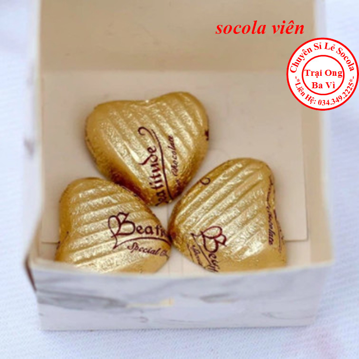 Socola Tự Nhiên Viên Hình Trái Tim Cực Xinh Làm Quà Valentine Túi 10 Viên