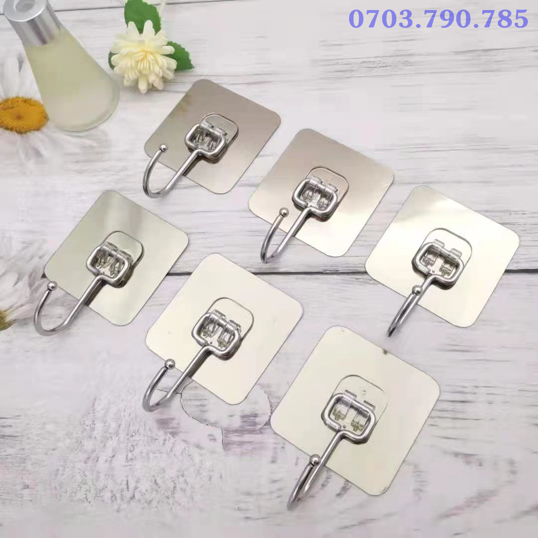 Móc inox lớn dán tường
