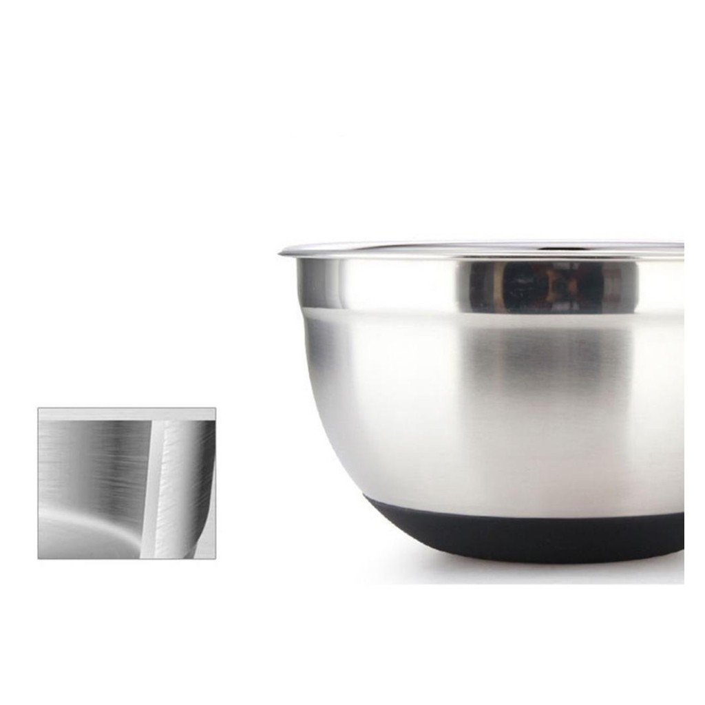 Tô Trộn Bột Đế Slicon Các Size 20cm, 22cm, 24cm ( Loại Đẹp Inox 304)