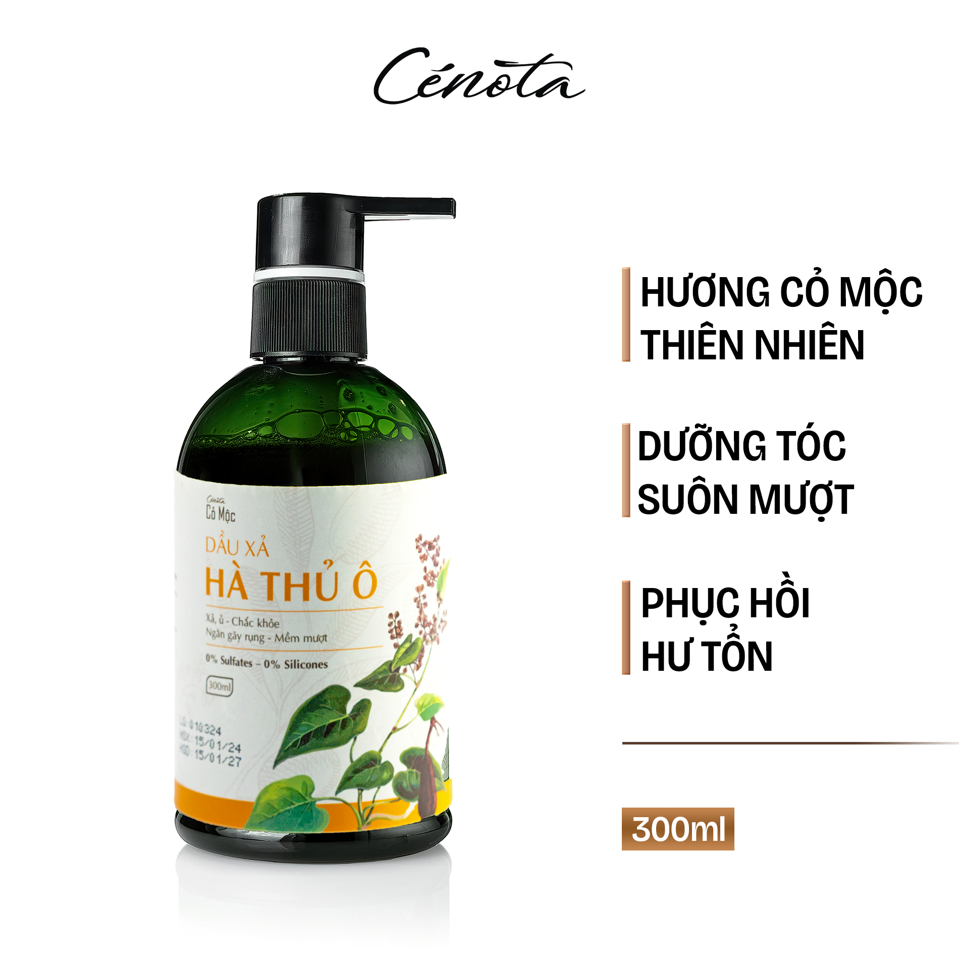 Dầu Xả Hà Thủ Ô Cenota Cỏ Mộc Suôn Mượt, Sạch Gàu, Ngăn Gãy Rụng, Dưỡng Tóc Chắc Khỏe 300ml