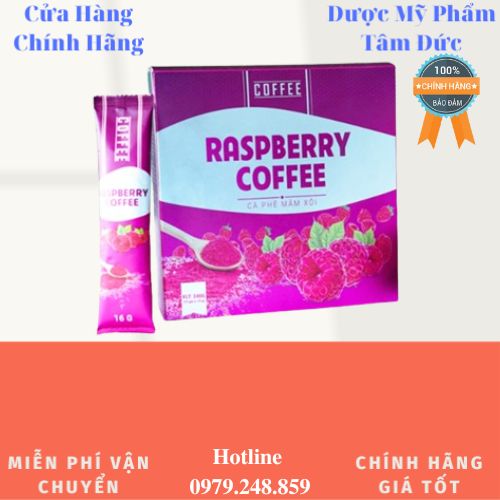 Cà phê mâm xôi giảm cân - raspberry coffee chính hãng, hộp 15 gói