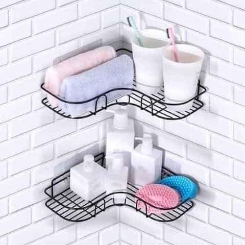 Kệ góc đa năng dán tường siêu chắc màu đen ( đã bao gồm miếng dán)