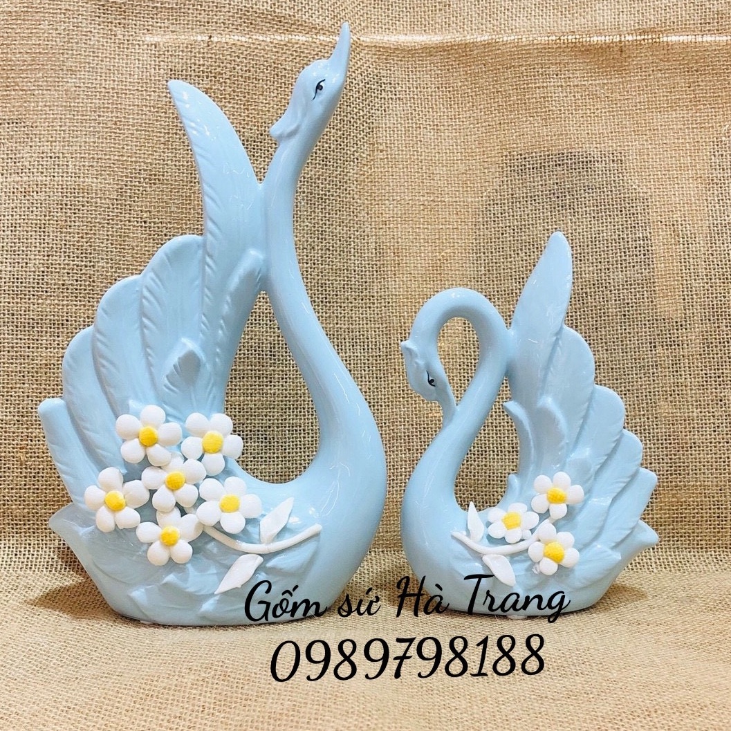 Set decor thiên nga đôi chất liệu gốm sứ mã 02