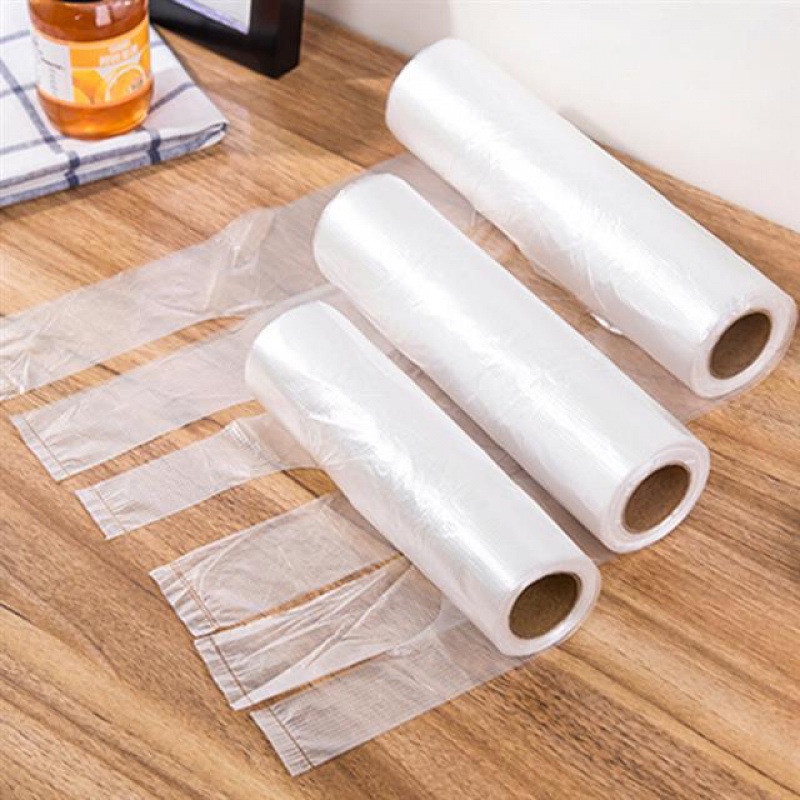 Cuộn 100 túi nilon SIZE NHỎ bảo quản thực phẩm tự phân hủy có quai xách-JL