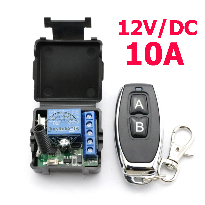 Công tắc điều khiển từ xa không dây rf 433mhz dc 12v 10a 1ch bộ phát với bộ điều khiển từ xa học tập