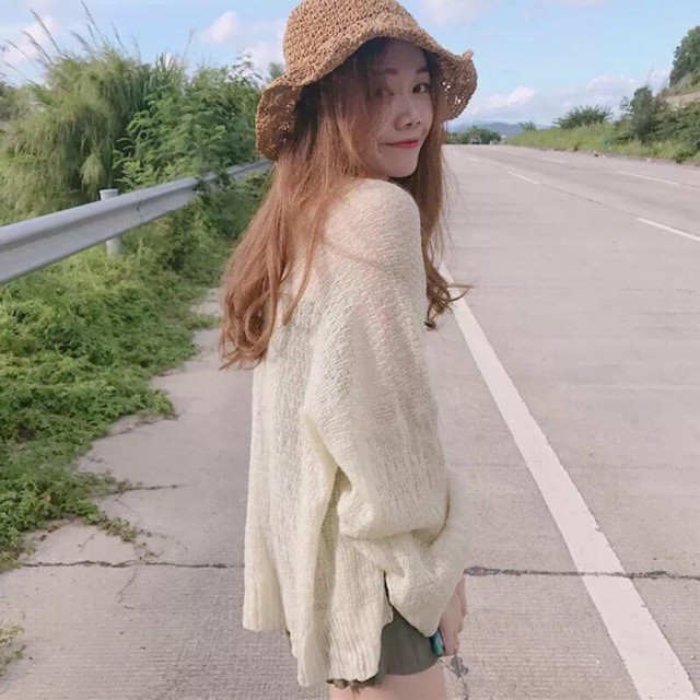 Áo khoác Cadigan len mỏng phong cách Hàn Quốc