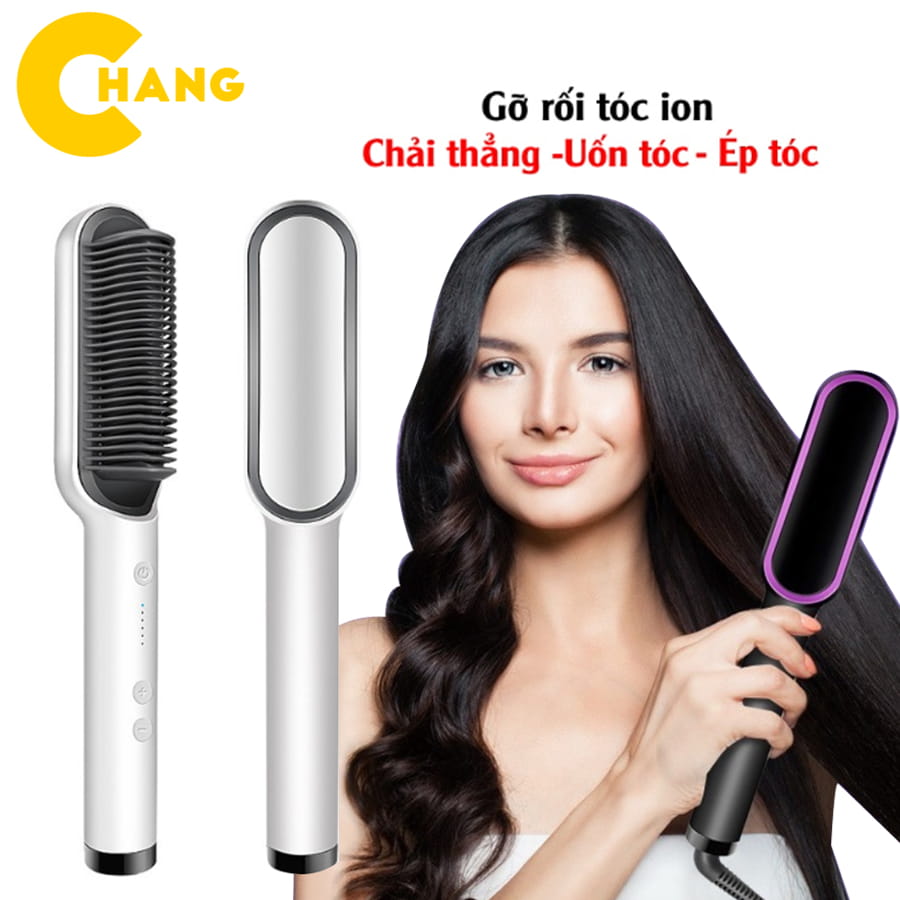Lược điện chải tóc tạo kiểu chuyên nghiệp, lượt điện 3in1 đa năng - kiêm máy uốn duỗi ép tóc tạo kiểu