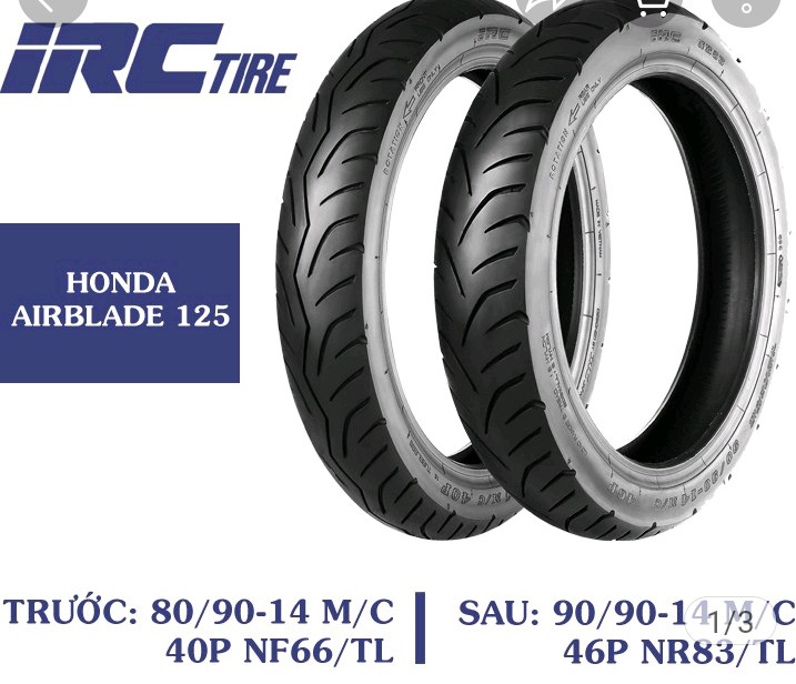 Cặp vỏ , lốp xe vision chính hãng irc 80/90 - 14 sau 90/90 - 14 loại không dùng ruột _ shop phụ tùng honda