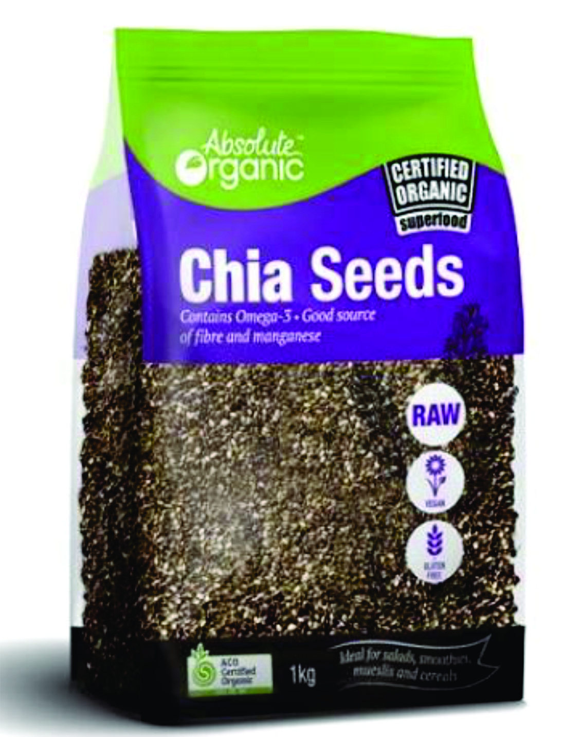 Hạt chia Úc Absolute Organic gói 1kg vỏ tím