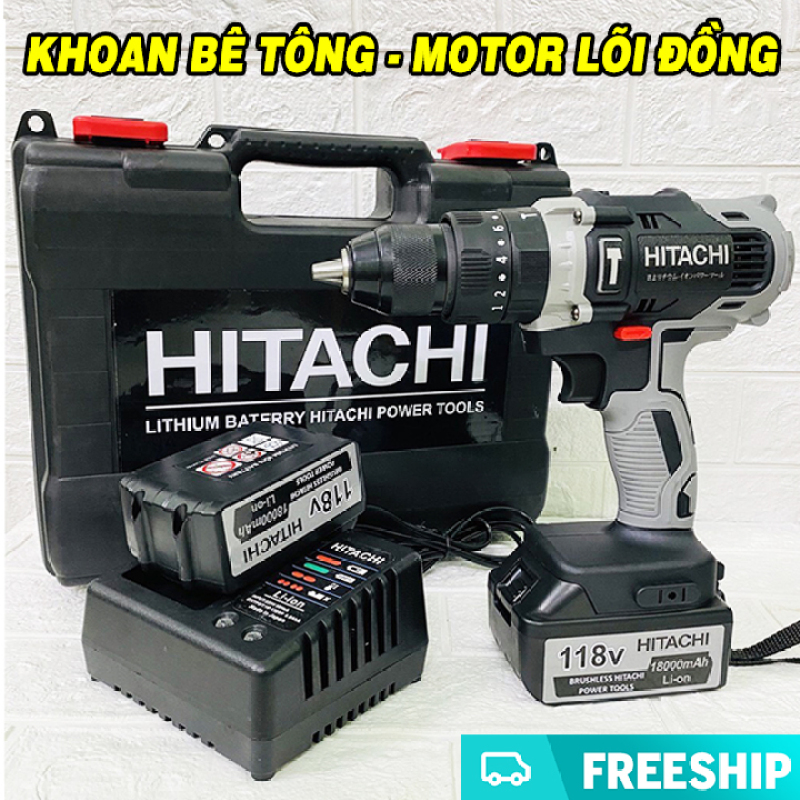 [ TẶNG MŨI KHOAN ] Máy khoan pin cầm tay Hitachi 118V Motor 775 Siêu Khỏe Pin Siêu Trâu 10 Cell - Máy Bắt Vít - Đầu Kẹp Mũi Khoan 775 - Bộ Máy Khoan Bê Tông - Máy Khoan Tường - Máy Bắt Vít