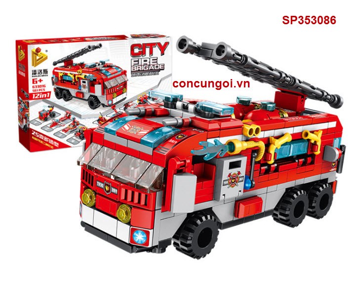 Hộp logo ráp xe cứu hỏa 12in1, 633016