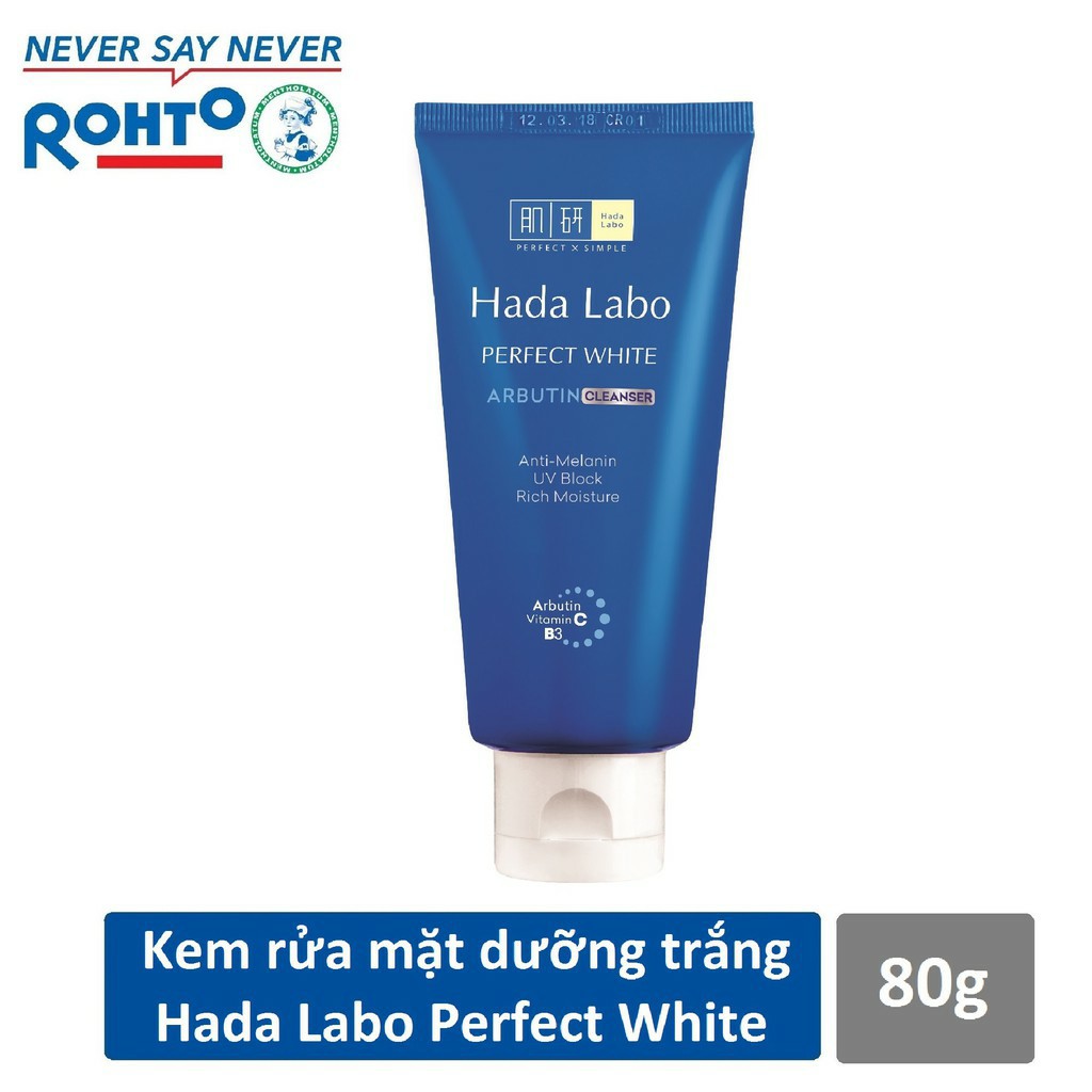 [HCM]Sữa rửa mặt dưỡng trắng Hada Labo Perfect White Cleanser 80g