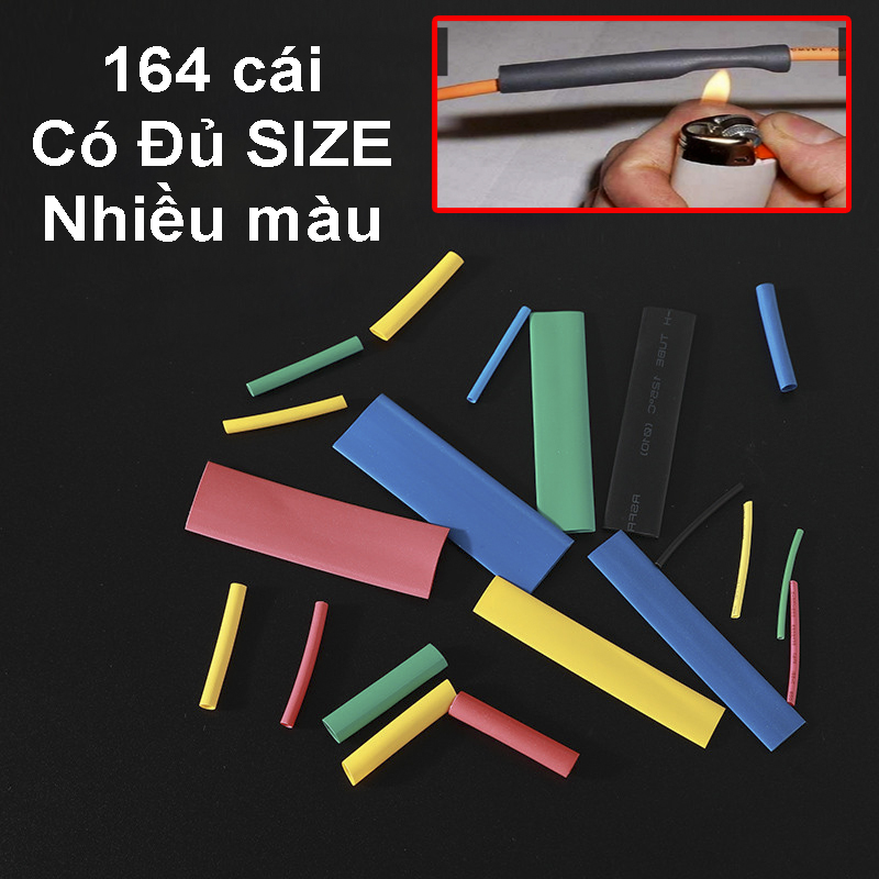 Bộ 164 Gen Co Nhiệt Màu, Gen nối dây điện 220V, Nối dây điện xe máy, Đủ SIZE Đủ SIZE