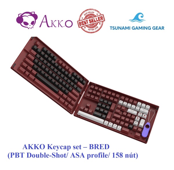 Bộ keycap phím cơ AKKO Keycap set – BRED (PBT Double-Shot/ ASA profile/ 158 nút)