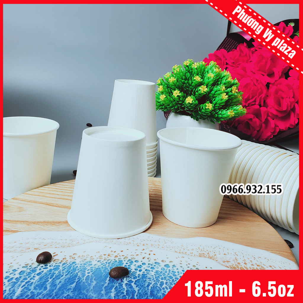 500 Ly giấy trắng 6oz ~ 180ml cốc giấy NHẬP KHẨU HÀN QUỐC (cốc dùng cho văn phòng, sự kiện)