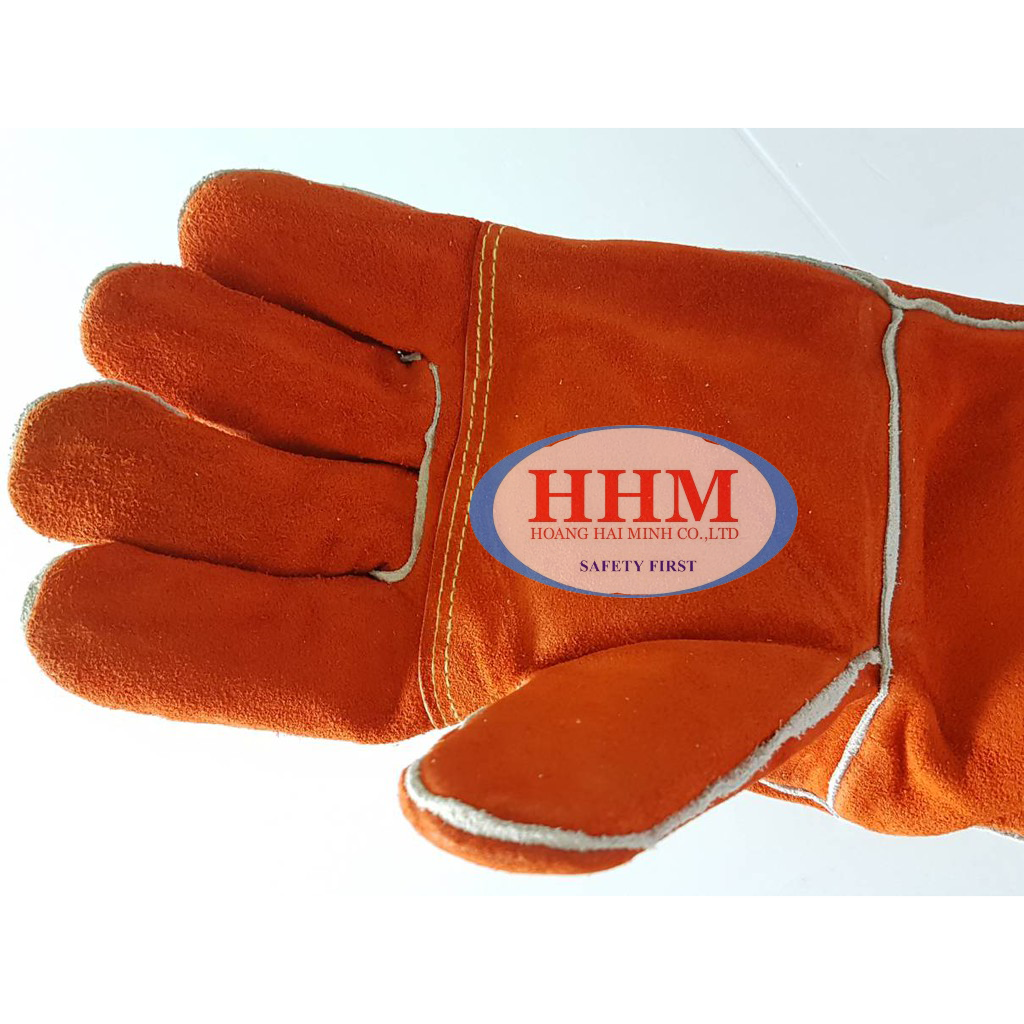 Găng tay da thợ hàn WW016 màu cam