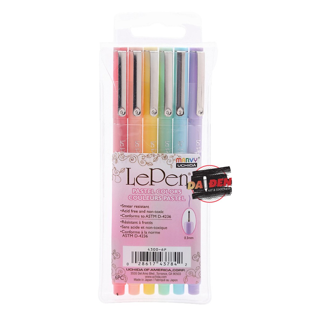 [HCM]Bộ 6 Bút Line Marvy Lepen Pastel