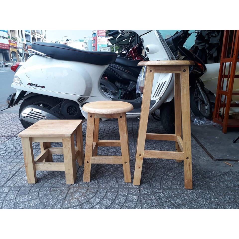 [HCM]Ghế đôn gỗ cao su cao 60cm