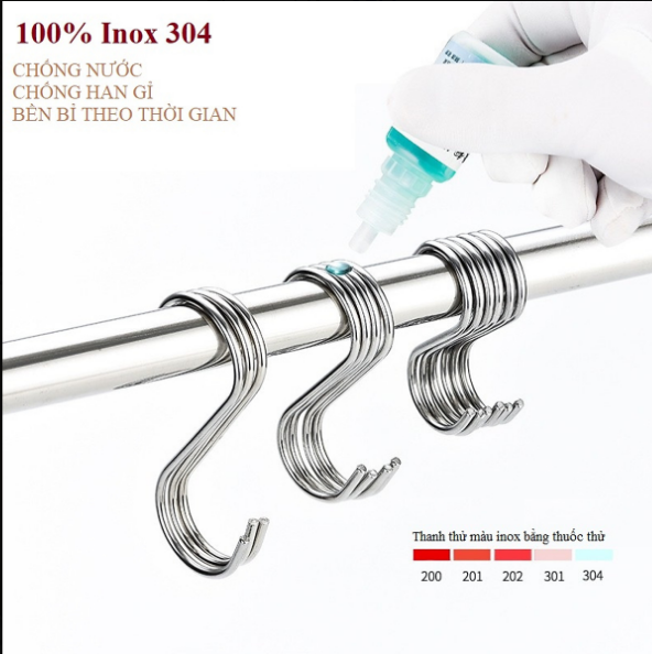 Combo 4 móc treo đồ  inox hình chữ S đa năng