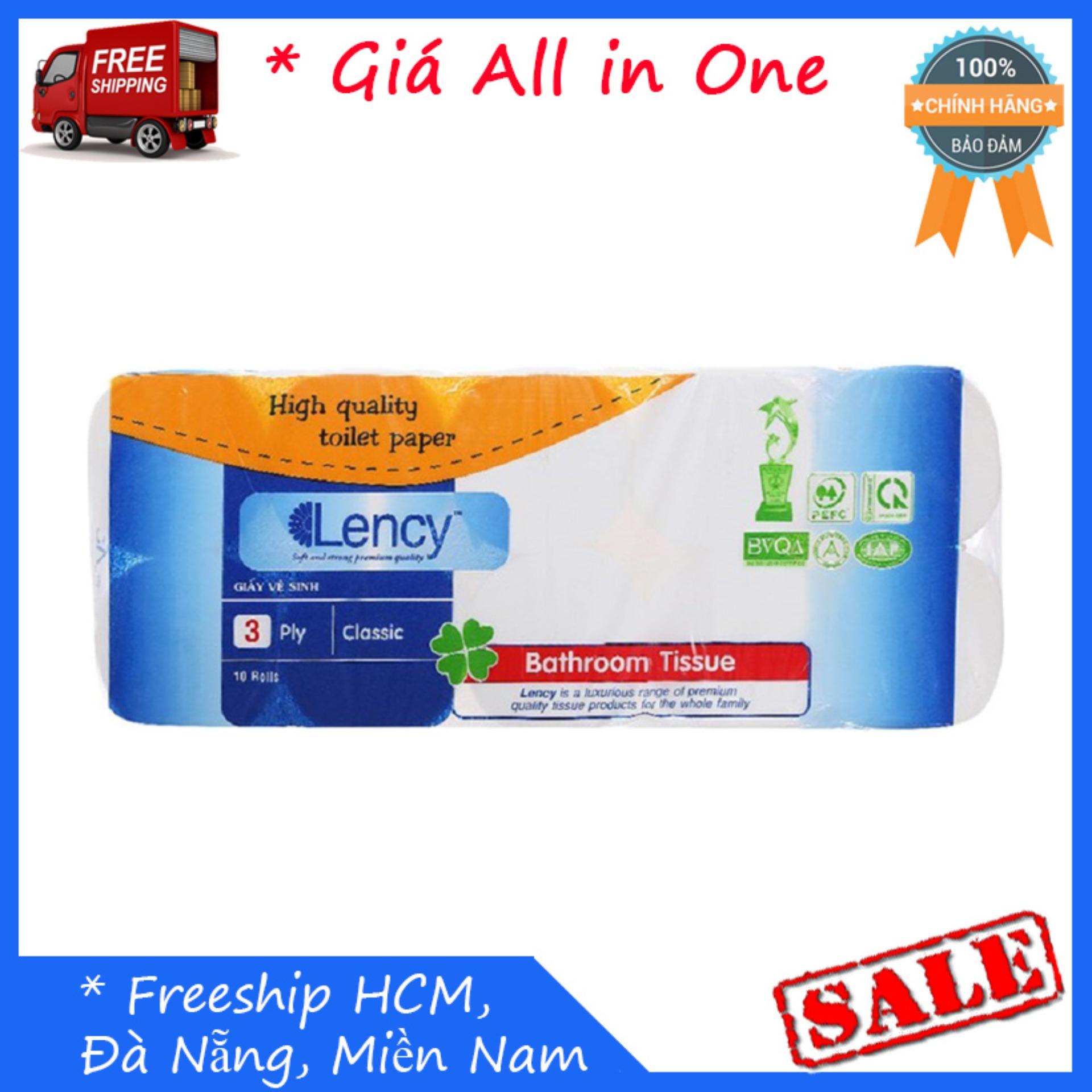 Giấy vệ sinh Lency xanh 10 cuộn cao cấp không lõi