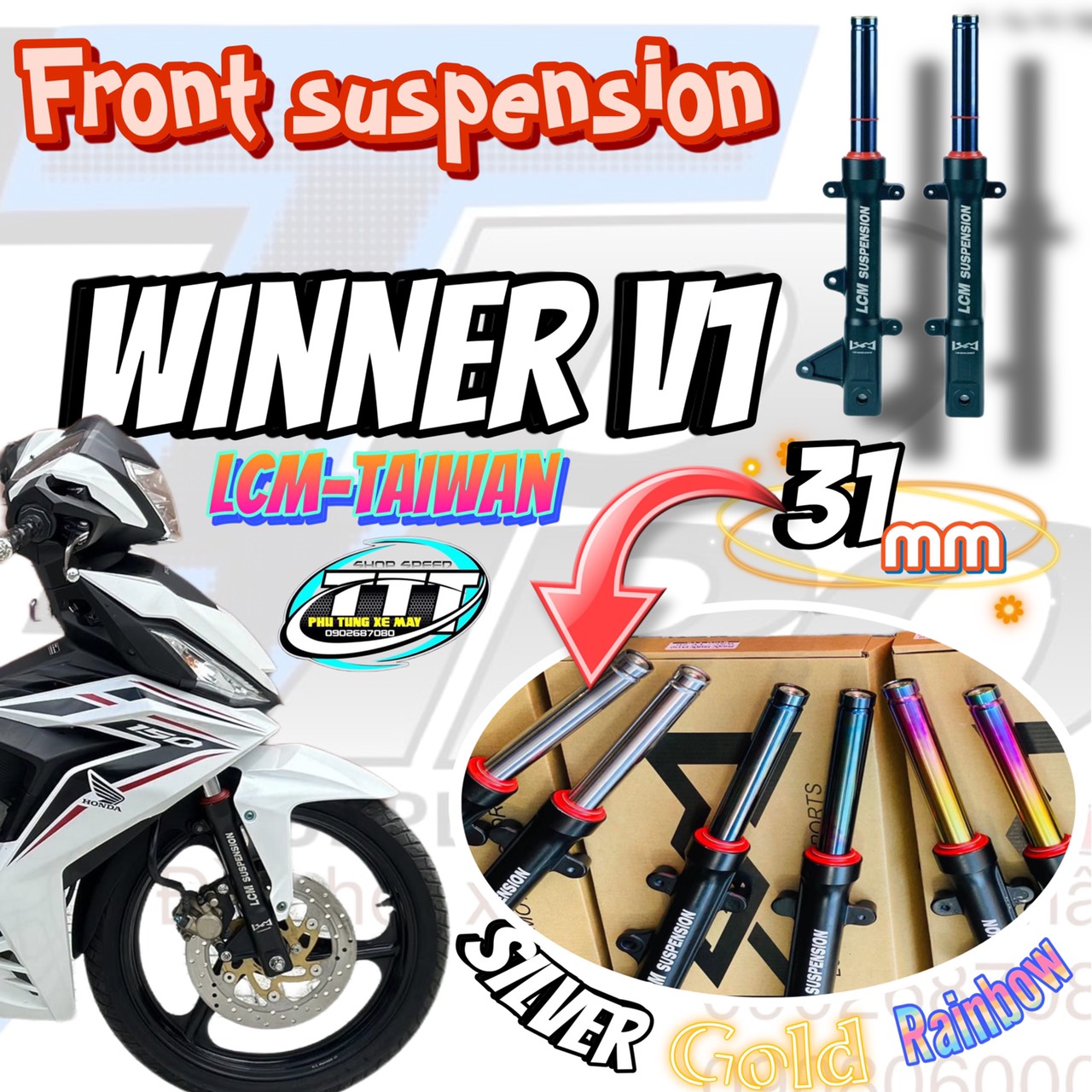PHUỘC LCM WINNER TY 31 MM ( TY MÀU BẠC - VÀNG - 7 MÀU XI TITAN )